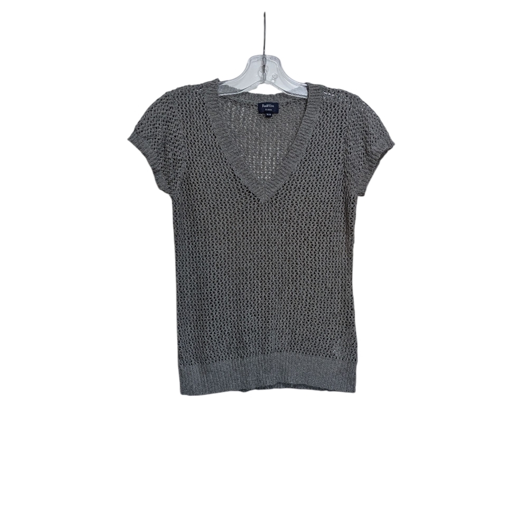 Reitmana Petite Cozy Gray Knit Shirt Short Sleeves Size M